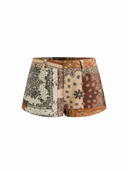 Cotton Low Rise Paisley Micro Shorts